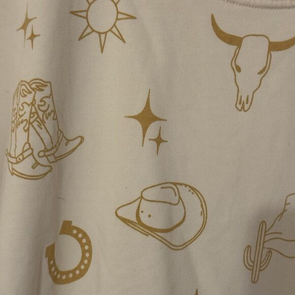 Umgee Western Pullover Raw Hem Terry Sweatshirt Tunic Dress TX Cowgirl Print 2xl - Picture 5 of 12